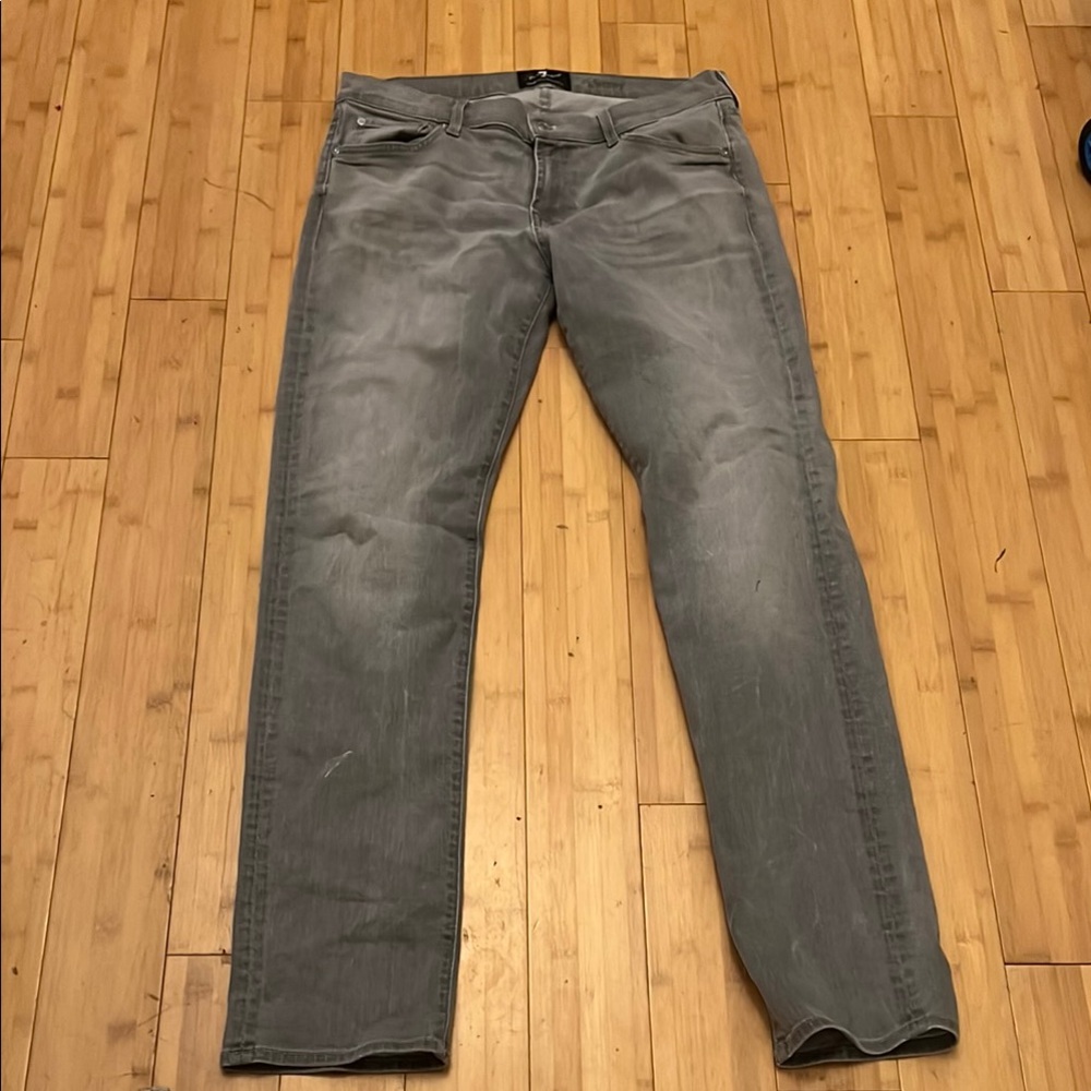 7 For All Mankind Gray Straight Jeans